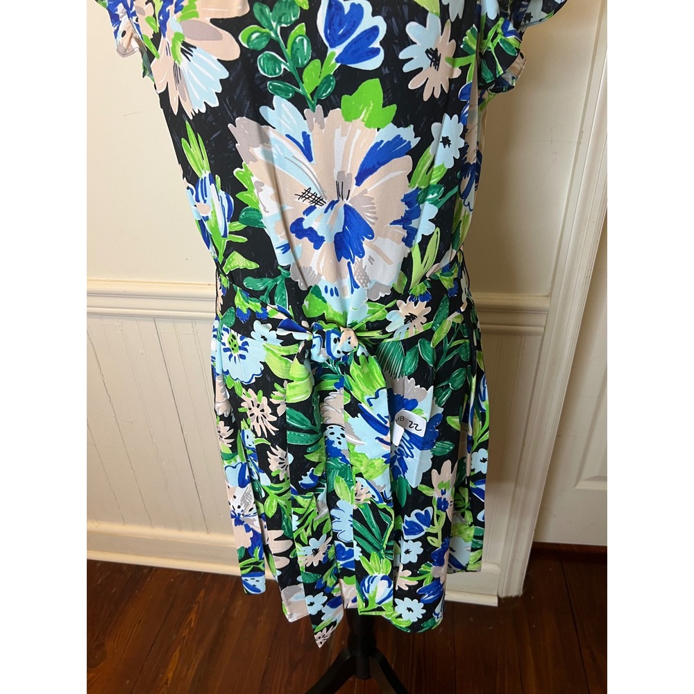 Kate Spade NewYork Full Bloom Floral Flutter Sleeve Tie Waist Mini Dress size 14 - Picture 7 of 12